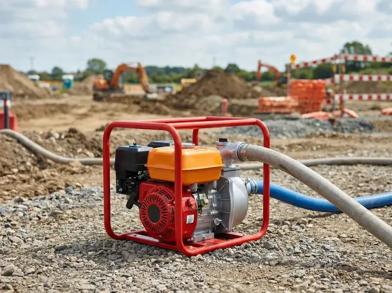Bomba de agua a gasolina de alquiler para obras sin suministro eléctrico