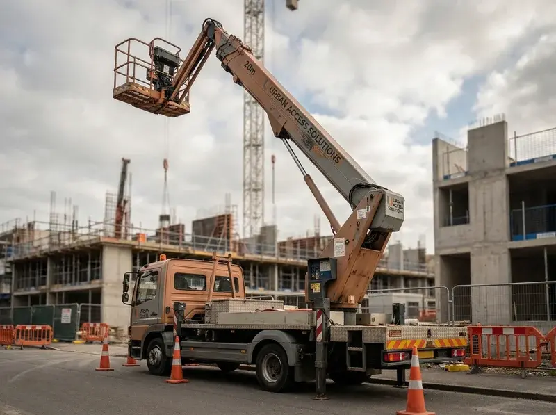 Camión cesta de alquiler para trabajos en altura en fachadas and calles