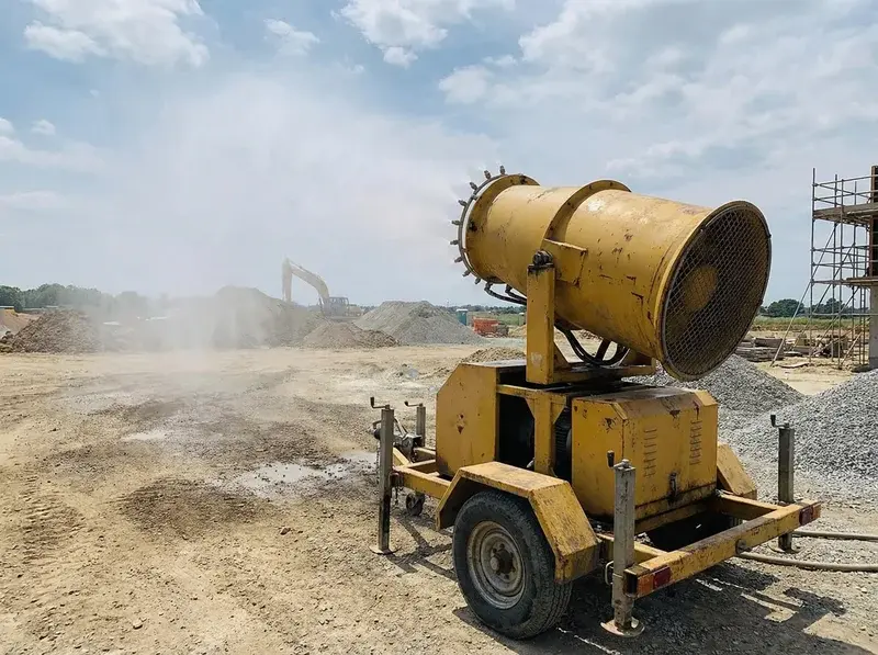 Cañón nebulizador de alquiler para control de polvo en demoliciones y obras