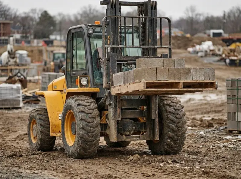Carretilla elevadora 4x4 todo terreno de alquiler para obras exteriores