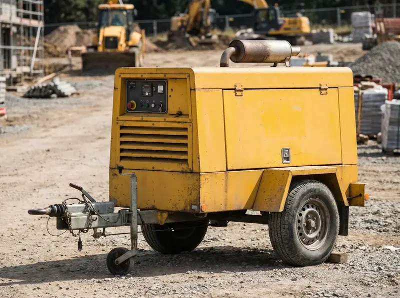 Compresor de tornillo remolcable de alquiler para obra civil e infraestructuras