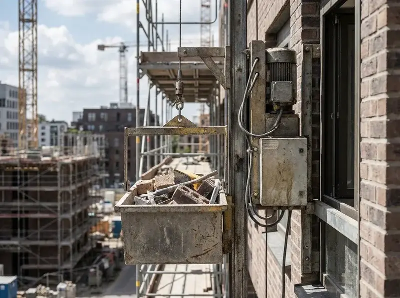 Maquinillo eléctrico de ventana de alquiler para subida de materiales en obra