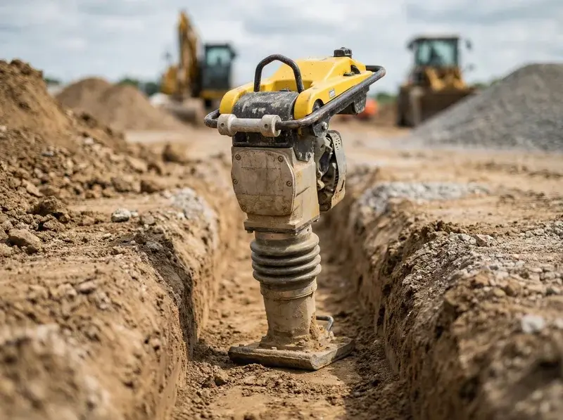 Pisón compactador de alquiler para zanjas and suelos en obras de construcción