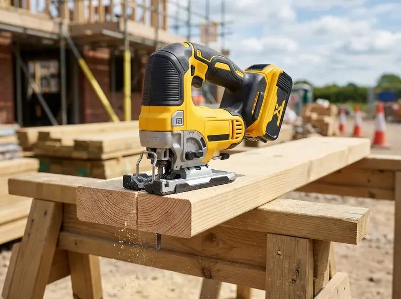 Sierra de calar eléctrica de alquiler para corte de madera en obras
